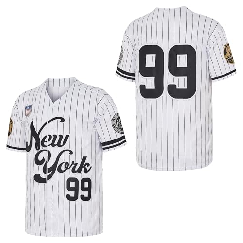 NY Jersey Herren New York 99 Baseball Trikots Shirts Hip Hop Button Down für Party Weihnachten Grau, Weiss/opulenter Garten, XL NY Jersey Herren New York 99 Baseball Trikots Shirts Hip Hop Button Down für Party Weihnachten Grau, Weiss/opulenter Garten, XL von Ucavan