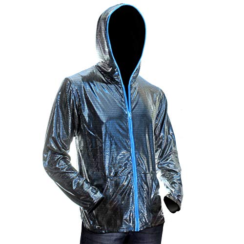Ucult Leuchtende Jacke LED Jacke Silberne Leuchtjacke EL-Wire LED Jacke Leuchtende Kleidung Festival LED-Fashionl besondere Anlässe Silvester Mottoparty Outfit Größe L von Ucult