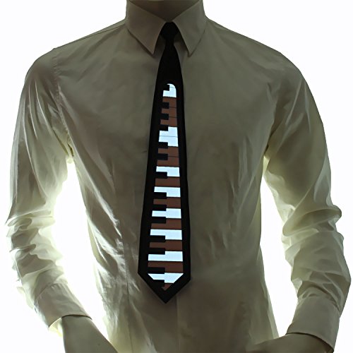 Ucult Musiker Krawatte Soundaktivierte LED-Krawatte Klavierkrawatte Klaviertasten Schlipps Herrenkrawatte Karneval Faschingskosüm von Ucult