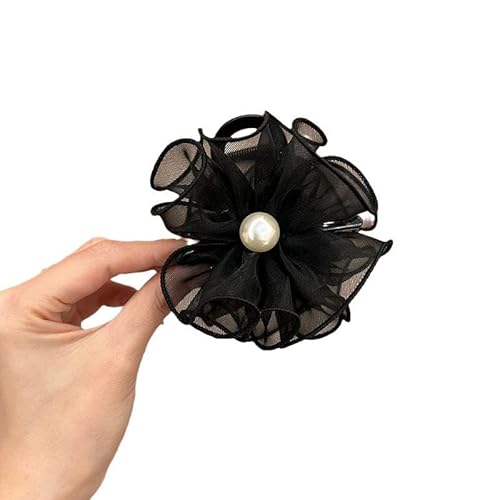 Elegante Damen-Haarklammer mit großem Netz, Blumenmuster, Perlen, mit fortschrittlicher Hai-Clip-Funktion, perfekt für Geschenke und besondere Anlässe von Ucuse