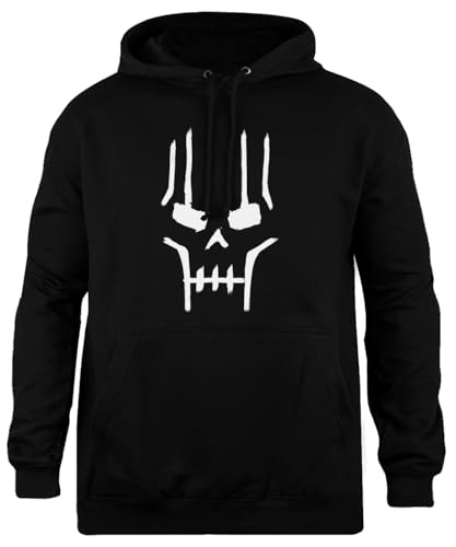 Udaytee Necron Face Simple-Fit Hoodie Schwarzes Unisex-Sweatshirt von Udaytee