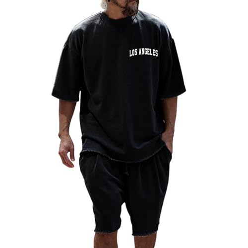 2 Teiliges Sommer Herren Kurzarm Trainingsanzug Zweiteiler T Shirt und Shorts Lockerer Freizeitanzug Bequem Atmungsaktiv Leichtes Outfit Männer Baumwolle Sportanzug Activewear Baggy Loungewear 2 Teiliges Sommer Herren Kurzarm Trainingsanzug Zweiteiler T Shirt und Shorts Lockerer Freizeitanzug Bequem Atmungsaktiv Leichtes Outfit Männer Baumwolle Sportanzug Activewear Baggy Loungewear von Udbeksid