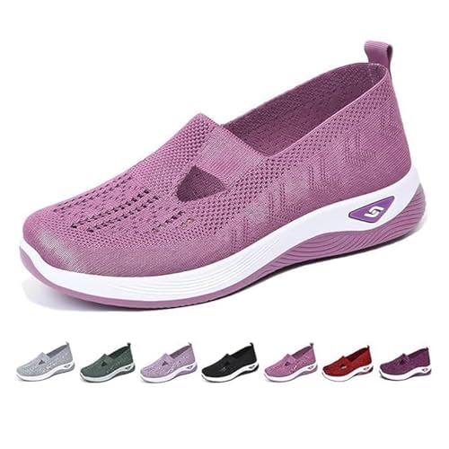 Bequemsten Schuhe Orthopädische Schuhe Damen Atmungsaktive Leichte Breite Laufschuhe Breite Slip on Bequeme Schuhe Sommer Slip on Sneaker Barfuss Schlupfschuhe Fitness Sports Outdoor Shoes von Udbeksid
