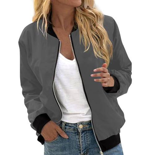 Bomberjacke Damen Frühlingsjacke Blumenmuster Leichte Sommerjacke Sommer Reißverschluss Kurz Pilotenjacke Blouson Jacke Dünne Langarm Übergangsjacke College Jacket Fliegerjacke Damenjacke Sportjacke von Udbeksid