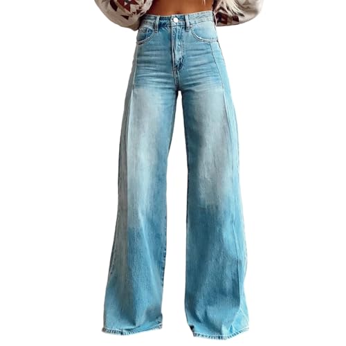 Bunt Jeans Damen High Waist Weite Hose Schlaghose 70er Jahre Schlagjeans Blumenmuster Bootcut Cordhose Karierte Vintage Streetwear Baggy Stretch Denim Pants Freizeit Retro Jeanshose Lang Freizeithose von Udbeksid
