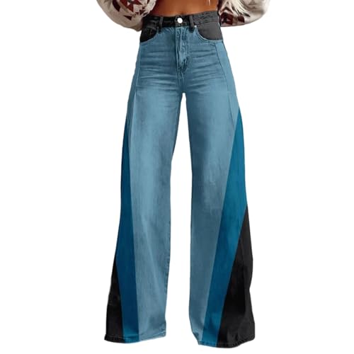 Bunt Jeans Damen High Waist Weite Hose Schlaghose 70er Jahre Schlagjeans Blumenmuster Bootcut Cordhose Karierte Vintage Streetwear Baggy Stretch Denim Pants Freizeit Retro Jeanshose Lang Freizeithose von Udbeksid
