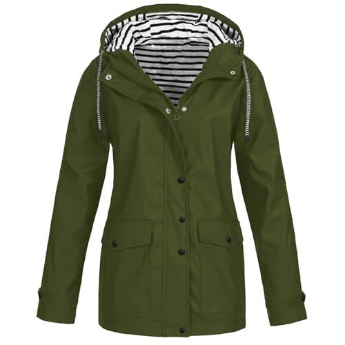 Damen Regenjacke Wasserdichte Übergangsjacke Lang Atmungsaktiv Leicht Outdoor Windbreaker Sommerjacke Mit Kapuze Dünner Regenmantel Fahrradjacke Funktionsjacke Große Größen Bequeme Softshelljacke von Udbeksid