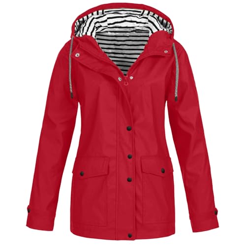 Damen Regenjacke Wasserdichte Übergangsjacke Lang Atmungsaktiv Leicht Outdoor Windbreaker Sommerjacke Mit Kapuze Dünner Regenmantel Fahrradjacke Funktionsjacke Große Größen Bequeme Softshelljacke von Udbeksid