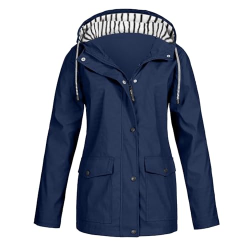 Damen Regenjacke Wasserdichte Übergangsjacke Lang Atmungsaktiv Leicht Outdoor Windbreaker Sommerjacke Mit Kapuze Dünner Regenmantel Fahrradjacke Funktionsjacke Große Größen Bequeme Softshelljacke von Udbeksid
