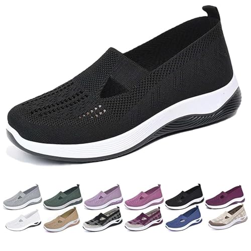 Damen Schuhe Sneaker OrthopäDische Walkingschuhe Sportschuhe Turnschuhe Leicht Laufschuhe Atmungsaktiv Sommer Outdoor Weite Krankenschwester Bequeme Sommerschuhe Herren Shoes Slip on H Vermascht von Udbeksid