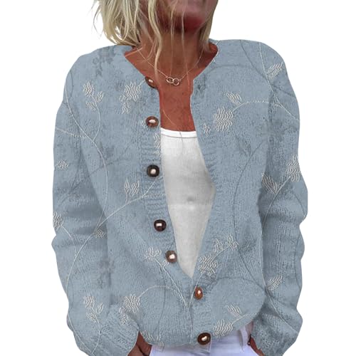 Damen Strickjacke Ugly Cardigan Sweaters Weihnachtes 3D Digital Bedruckte Sweaterjacke Sweatshirt Grobstrick Langarm Knöpfen Strickpullover Strick Grobstrickjacke Pullover Strickmantel Übergangsjacke von Udbeksid