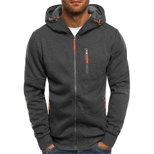 Herren,Pullover Herren Zip up Langarm Hoodie mit Kapuze Kapuzenpullover mit Reißverschluss Sweatjacke Kordelzug Casual Sport Herbst Winter Sweatshirt Kapuzenpulli Jacke Strickjacke Kapuzenpullover von Udbeksid