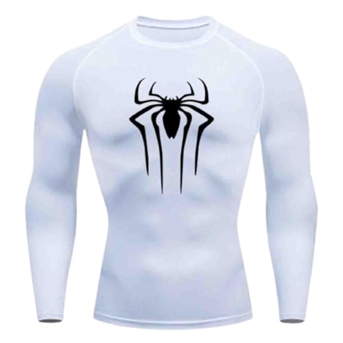 Herren Spider Print Kompressionsshirt, schnell trocknendes T-Shirt Lange Ärmel, Gym Lauftrikot, atmungsaktiv Kurzarm, Frühling, Sommer Bodybuilding-T-Shirts für Herren, Top, modisch, Workout, Muskeln von Udbeksid
