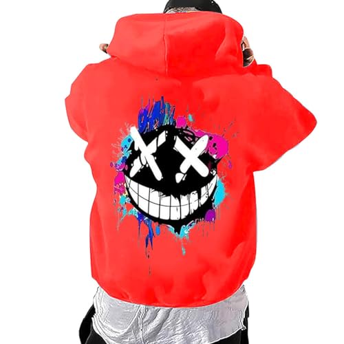 Hoodie Herren Bedruckt Techwear Fashion Streetstyle Smiling Face Smile Trend Fashion Streetstyle Herren Hip Hop 2024 Hoodie Urban Jumper Urban Pullover Unisex Casual von Udbeksid