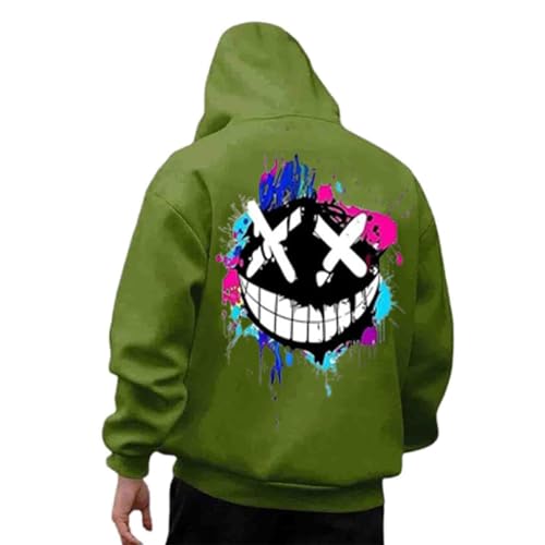Hoodie Herren Bedruckt Techwear Fashion Streetstyle Smiling Face Smile Trend Fashion Streetstyle Herren Hip Hop 2024 Hoodie Urban Jumper Urban Pullover Unisex Casual von Udbeksid