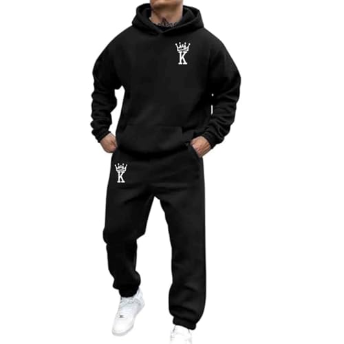 Jogginganzug Für Herren Damen 2024 Y2K Hooded Tops+Hose Tracksuit Buchstaben Druck Lose Hoodies Und Jogginghosen Hip Hop Unisex Pullover Sporthosen Anzug Zweiteiliger Jogginganzug mit Pullover von Udbeksid