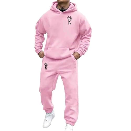 Jogginganzug Für Herren Damen 2024 Y2K Hooded Tops+Hose Tracksuit Buchstaben Druck Lose Hoodies Und Jogginghosen Hip Hop Unisex Pullover Sporthosen Anzug Zweiteiliger Jogginganzug mit Pullover von Udbeksid