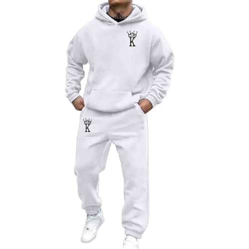 Jogginganzug Für Herren Damen 2024 Y2K Hooded Tops+Hose Tracksuit Buchstaben Druck Lose Hoodies Und Jogginghosen Hip Hop Unisex Pullover Sporthosen Anzug Zweiteiliger Jogginganzug mit Pullover von Udbeksid
