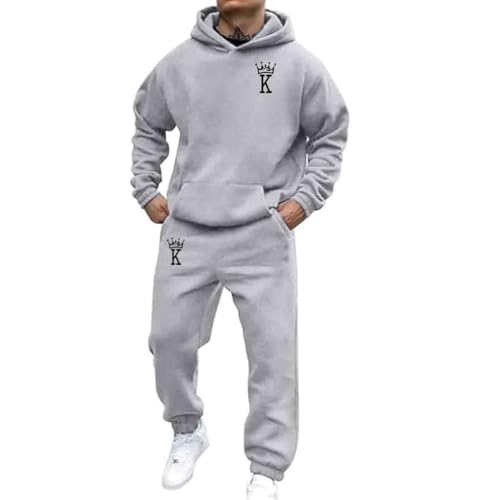 Jogginganzug Für Herren Damen 2024 Y2K Hooded Tops+Hose Tracksuit Buchstaben Druck Lose Hoodies Und Jogginghosen Hip Hop Unisex Pullover Sporthosen Anzug Zweiteiliger Jogginganzug mit Pullover von Udbeksid