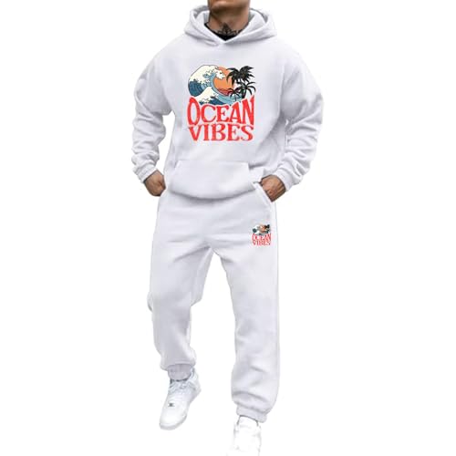 Jogginganzug Für Herren Damen 2025 Y2K Hooded Tops+Hose Tracksuit Buchstaben Druck Lose Hoodies Und Jogginghosen Hip Hop Unisex Pullover Sporthosen Anzug Zweiteiliger Jogginganzug mit Pullover von Udbeksid