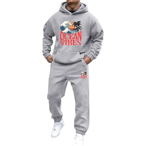 Jogginganzug Für Herren Damen 2025 Y2K Hooded Tops+Hose Tracksuit Buchstaben Druck Lose Hoodies Und Jogginghosen Hip Hop Unisex Pullover Sporthosen Anzug Zweiteiliger Jogginganzug mit Pullover von Udbeksid