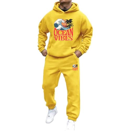 Jogginganzug Für Herren Damen 2025 Y2K Hooded Tops+Hose Tracksuit Buchstaben Druck Lose Hoodies Und Jogginghosen Hip Hop Unisex Pullover Sporthosen Anzug Zweiteiliger Jogginganzug mit Pullover von Udbeksid