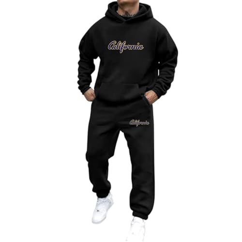 Jogginganzug Herren 6pm Trainingsanzug Y2K Hoodie+Jogginghose Freizeitanzug 2-teilig 2 Teilig Outfit Tracksuit Sportanzug Halloween Kostüm Set Hoodie und Jogginghose Oversized Hooded Streetwear von Udbeksid