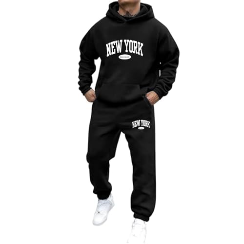 Jogginganzug Herren 6pm Trainingsanzug Y2K Hoodie+Jogginghose Freizeitanzug 2-teilig 2 Teilig Outfit Tracksuit Sportanzug Halloween Kostüm Set Hoodie und Jogginghose Oversized Hooded Streetwear von Udbeksid