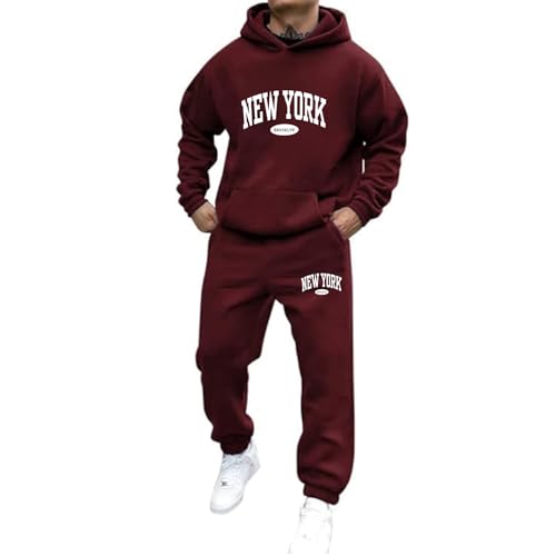 Jogginganzug Herren 6pm Trainingsanzug Y2K Hoodie+Jogginghose Freizeitanzug 2-teilig 2 Teilig Outfit Tracksuit Sportanzug Halloween Kostüm Set Hoodie und Jogginghose Oversized Hooded Streetwear von Udbeksid