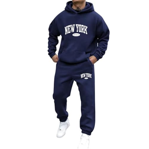 Jogginganzug Herren Trainingsanzug 2 Teilig Set Hoodie und Jogginghose Tracksuit mit Aufdruck Streetwear Freizeit Outfit Freizeitanzug Oversized Kapuzenpullover 2025 Y2K Hooded Tops+Hose Sportanzug von Udbeksid