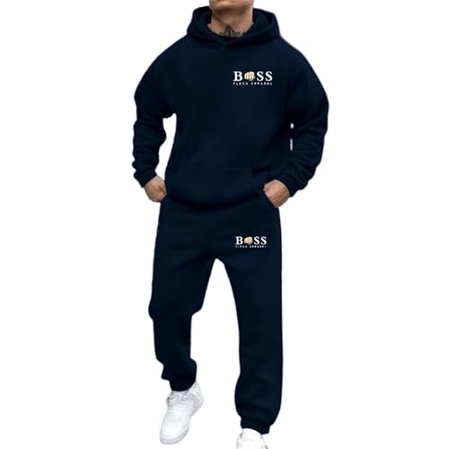 Jogginganzug Herren Trainingsanzug 2 Teilig Set Hoodie und Jogginghose Tracksuit mit Aufdruck Streetwear Freizeit Outfit Freizeitanzug Oversized Kapuzenpullover 2025 Y2K Hooded Tops+Hose Sportanzug von Udbeksid