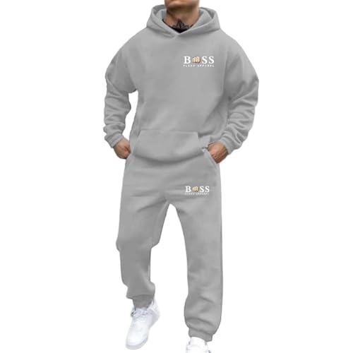 Jogginganzug Herren Trainingsanzug 2 Teilig Set Hoodie und Jogginghose Tracksuit mit Aufdruck Streetwear Freizeit Outfit Freizeitanzug Oversized Kapuzenpullover 2025 Y2K Hooded Tops+Hose Sportanzug von Udbeksid