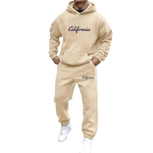 Jogginganzug Herren Trainingsanzug 2 Teilig Set Hoodie und Jogginghose Tracksuit mit Aufdruck Streetwear Freizeit Outfit Freizeitanzug Oversized Kapuzenpullover 2025 Y2K Hooded Tops+Hose Sportanzug von Udbeksid