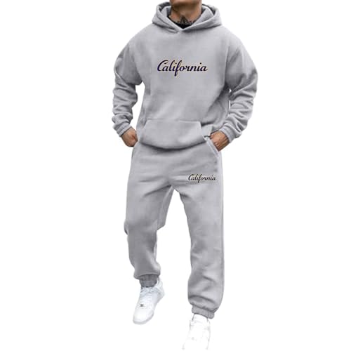Jogginganzug Herren Trainingsanzug 2 Teilig Set Hoodie und Jogginghose Tracksuit mit Aufdruck Streetwear Freizeit Outfit Freizeitanzug Oversized Kapuzenpullover 2025 Y2K Hooded Tops+Hose Sportanzug von Udbeksid