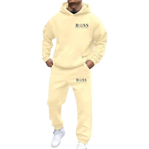Jogginganzug Herren Trainingsanzug 2 Teilig Set Hoodie und Jogginghose Tracksuit mit Aufdruck Streetwear Freizeit Outfit Freizeitanzug Oversized Kapuzenpullover 2025 Y2K Hooded Tops+Hose Sportanzug von Udbeksid