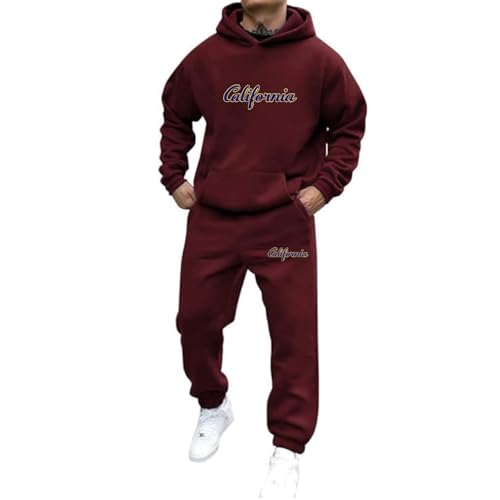 Jogginganzug Herren Trainingsanzug 2 Teilig Set Hoodie und Jogginghose Tracksuit mit Aufdruck Streetwear Freizeit Outfit Freizeitanzug Oversized Kapuzenpullover 2025 Y2K Hooded Tops+Hose Sportanzug von Udbeksid