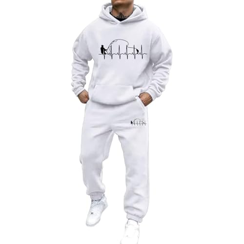 Jogginganzug Unisex Paare 2 teiliges Kapuzenpullover Y2K Hoodie+Joggerhose 2025 Angeln herzförmige Kurve Print Valentinstag Lose Sweatshirt Streetwear Trainingsanzug Freizeitanzug Zweiteiliger von Udbeksid