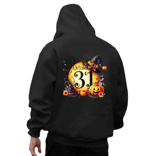 Kapuzenpullover Herren Hoodie Oversize Sweatjacke Streetstyle Unisex Bedruckt Halloween Trend Pullover Hip Hop Sport Fashion 2025 mit Backprint Sweatshirt Streetwear Kapuzenpulli Herbst Winter von Udbeksid