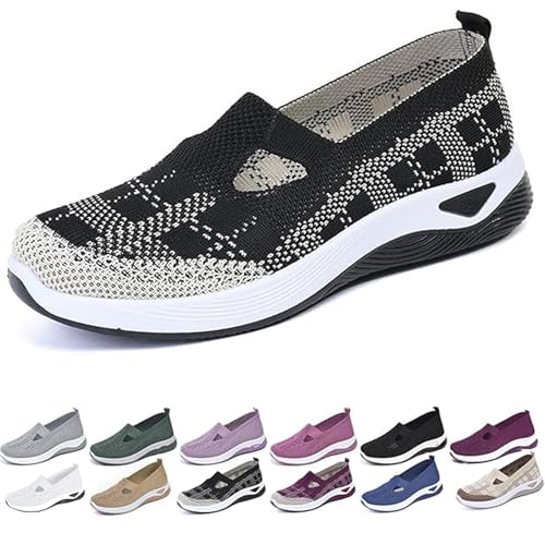 Orthopädische Schuhe Damen Atmungsaktive Leichte Breite Laufschuhe Air Cushion Slip on Damenschuhe Bequeme Sommer Sneaker Barfuss Schlupfschuhe Fitness Sports Outdoor Shoes Füße von Udbeksid