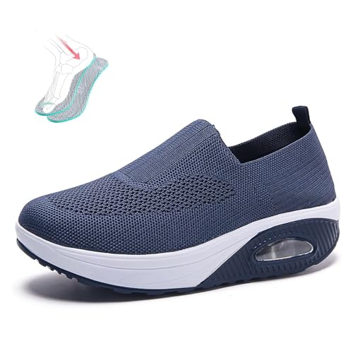 Orthopädische Schuhe Damen Sommer Sneaker 2025 Neu Luftpolster Mesh Diabetiker Turnschuhe Mit Luftkissen Weich Bequeme Slip on Walkingschuhe Sandalen Sportschuhe Walking Trainers Shoes Bequeme Schuhe von Udbeksid