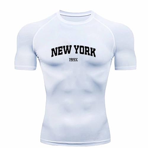 Print Kompressionsshirt Herren Langarm Weiß Enganliegendes Funktionsshirt Schnell Trocknend Langärmeliges Compression Shirt Men's Functional Football Breathable Sport Full Arm Men Underwear von Udbeksid