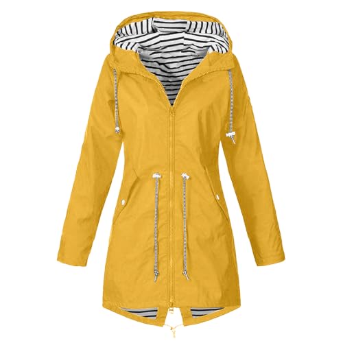 Regenjacke Damen Wasserdicht Sonnenschutz Windjacke Regenmantel Dünne Laufjacke Kuscheljacke Übergangsjacke Atmungsaktiv Winddicht Sommerjacke Windbreaker mit Kapuze Fahrradjacke Leicht Große Größen von Udbeksid