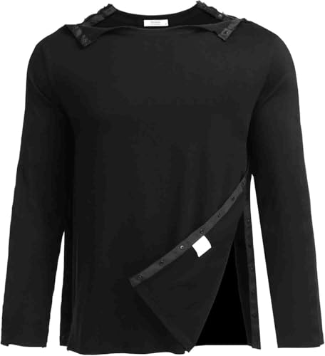 Sport Tshirts Herren Funktionsshirt Langarmshirt Vollständig Abreißbar T-Shirts nach Schulteroperationen mit Druckknopf Dialyse Chemo Port Zugangshemd T-Shirt-Oberteile von Udbeksid