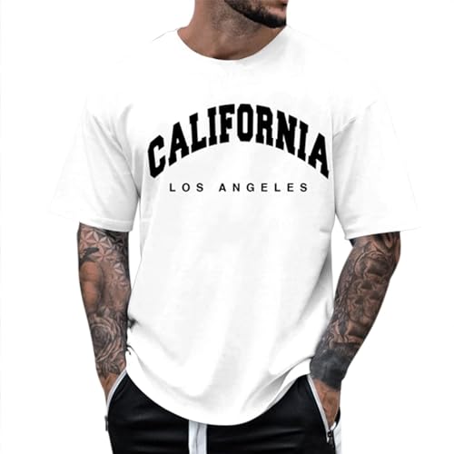 Tshirt Herren Mode Lose Rundhals Kurzarm Sommer Mode T-Shirt mit Los Angeles Grafik Kreativen Buchstaben Vintage Drucken Lang Tops Shirt Männer Sportshirts Oversized Tshirt Herren Tshirt Herren Mode Lose Rundhals Kurzarm Sommer Mode T-Shirt mit Los Angeles Grafik Kreativen Buchstaben Vintage Drucken Lang Tops Shirt Männer Sportshirts Oversized Tshirt Herren von Udbeksid