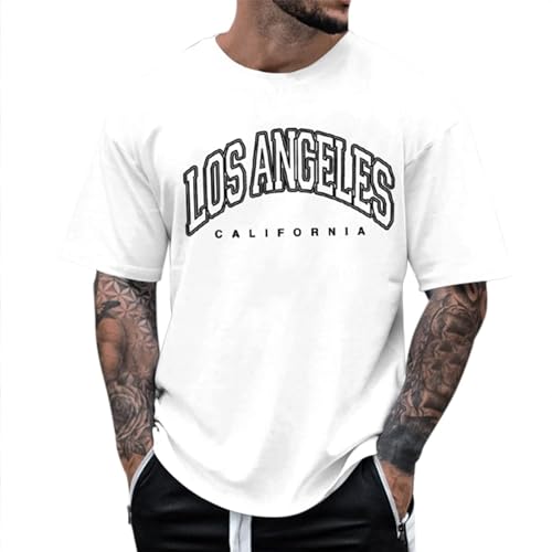 Tshirt Herren Mode Lose Rundhals Kurzarm Sommer Mode T-Shirt mit Los Angeles Grafik Kreativen Buchstaben Vintage Drucken Lang Tops Shirt Männer Sportshirts Oversized Tshirt Herren Tshirt Herren Mode Lose Rundhals Kurzarm Sommer Mode T-Shirt mit Los Angeles Grafik Kreativen Buchstaben Vintage Drucken Lang Tops Shirt Männer Sportshirts Oversized Tshirt Herren von Udbeksid