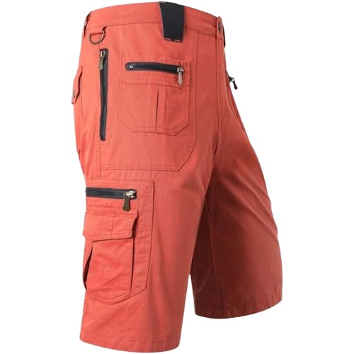 Udbeksid 3/4 Hose Herren Cargo Shorts Männer Bermuda Shorts Multi Taschen Sommer Kurze Hose Baumwolle Arbeitshose Gummibund Lässig Leichte Sporthose Arbeitshosen Männer Kurz Wanderhose von Udbeksid