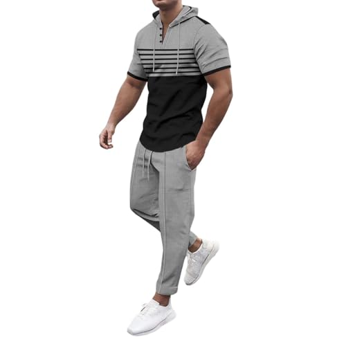 Udbeksid Herren 2-Teilige Waffel Soft Hoodies Sweatsuit Sets Male Trainingsanzug-Sets Mit Durchgehendem, Trendige Jacke Anzug Business Outfits von Udbeksid