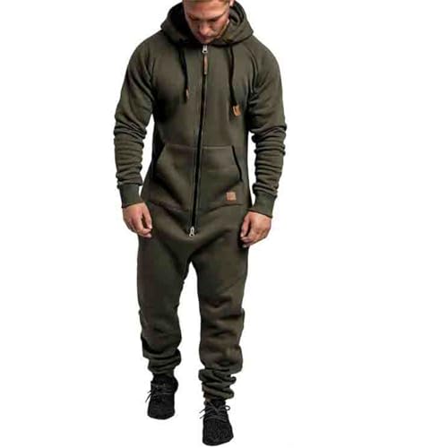 Udbeksid Herren Overall Jumpsuit Trainingsanzug für Männer Jogginghose One Piece Reißverschluss Trainingsanzug mit Kapuze und Taschepsuit Fitness Einteiler Bekleidung Warm Winter von Udbeksid