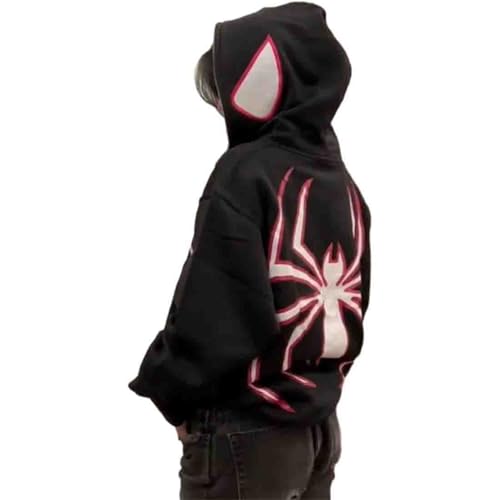 Herren Spinnen Print Kapuzenpullover Y2K Punk Dunkle Gotisch Halloween Jacke mit Reißverschluss Unisex Kapuzenpullover Hip-Hop-Retro 12 von Udbeksid