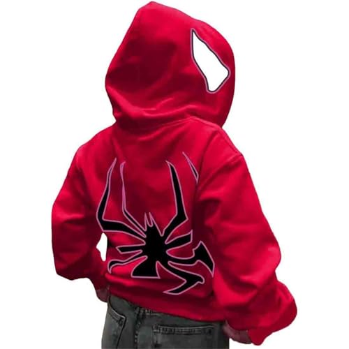 Herren Spinnen Print Kapuzenpullover Y2K Punk Dunkle Gotisch Halloween Jacke mit Reißverschluss Unisex Kapuzenpullover Hip-Hop-Retro 22 von Udbeksid